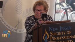 State Sen. Loretta Weinberg, recipient of a Lifetime Achievement Award, speaks at the NJ-SPJ Journalism Awards Gala in New Brunswick, July 28, 2021